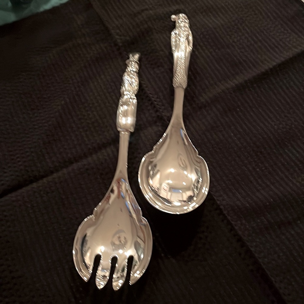 🎄Vintage Silver Plated Christmas Salad Serving Set by WALLACE SILVERSMITHS
